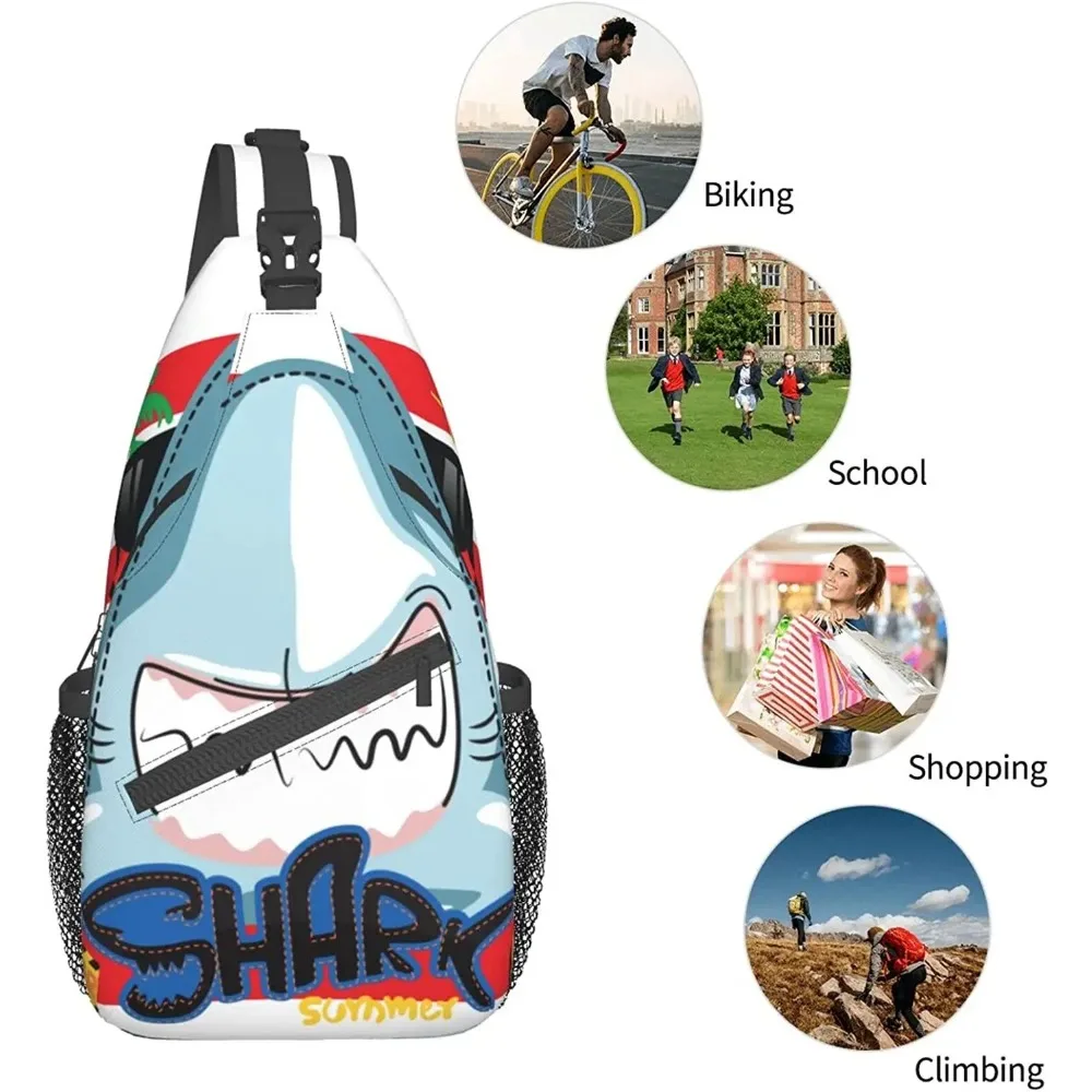 Bolso bandolera de tiburón para mujer y hombre, mochila de viaje para el pecho, bolso de hombro para el pecho para deportes de ocio, correr al aire libre, senderismo, Camping