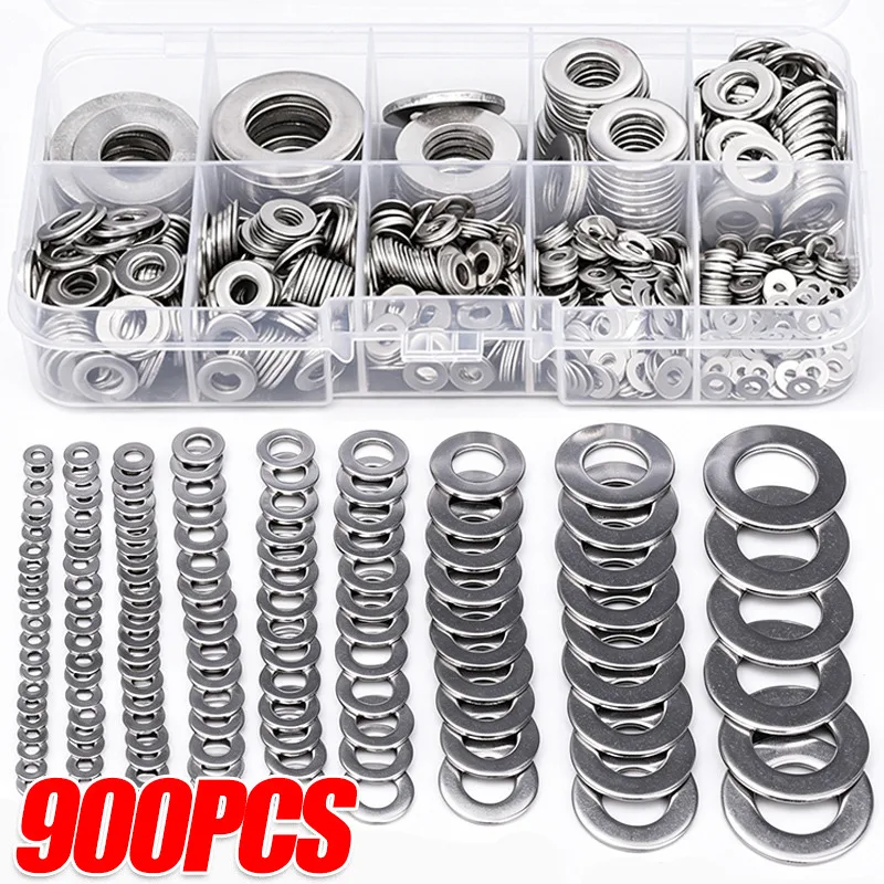 304 Stainless Steel Washers Metal O Ring Fasteners Gasket Set Assortment Kits M2 M2.5 M3 M4 M5 M6 M8 M10 M12 Flat Washer Grommet