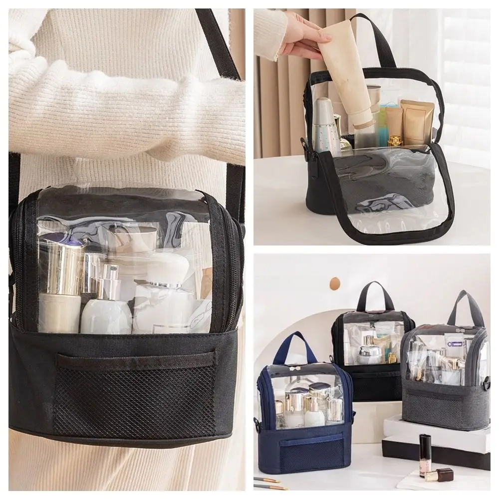

Professional Makeup Brushes Shoulder Bag Lightweight Transparent Cosmetic Storage Bag Waterproof Large Capacity