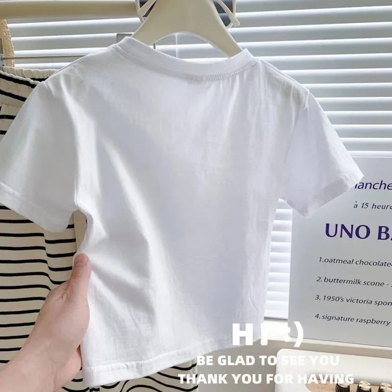 1-8 lat letni zestaw ubrań dla dziewczynek wygodny T-shirt z napisami + spodnie w paski luźne dopasowane 2 szt. Garnitur dla dzieci strój dla dzieci — zdjęcie 6