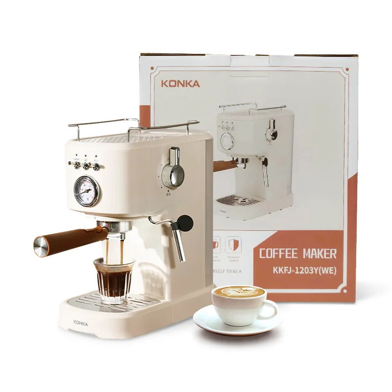 2023 New Konka Espresso Coffee Machine Home Semi-automatic Portable Coffee Maker Handle Capsule Coffee Makers