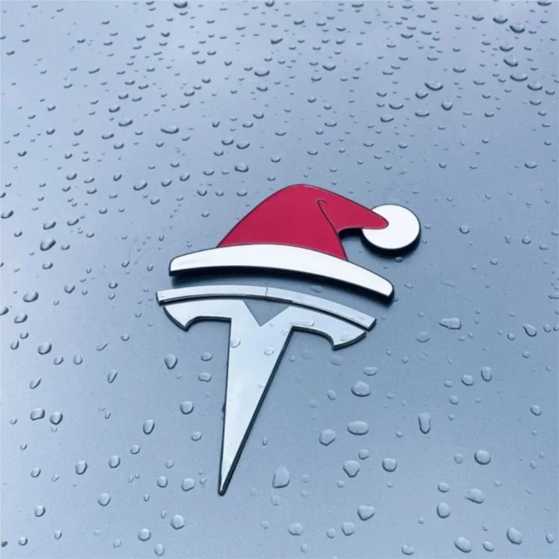 مقاوم للماء عيد الميلاد سانتا قبعة ثلاثية الأبعاد ملصقات مجسمة ل تسلا الإبداعية سانتا قبعة ملصق ذاتي اللصق نافذة السيارة الديكور #3