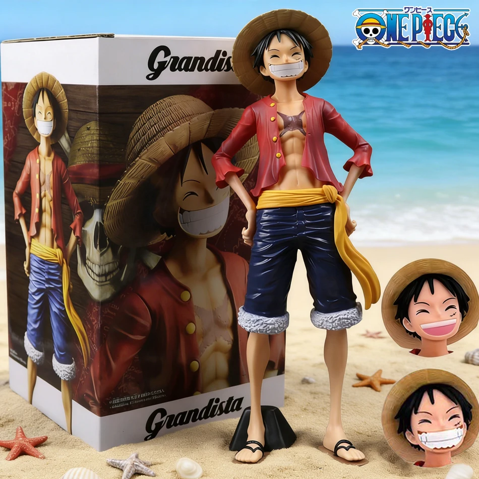Hot sale 28cm One Piece Anime Figure Confident Smiley Luffy Three Form Face Changing Doll Action Figurine Model Toys Kits