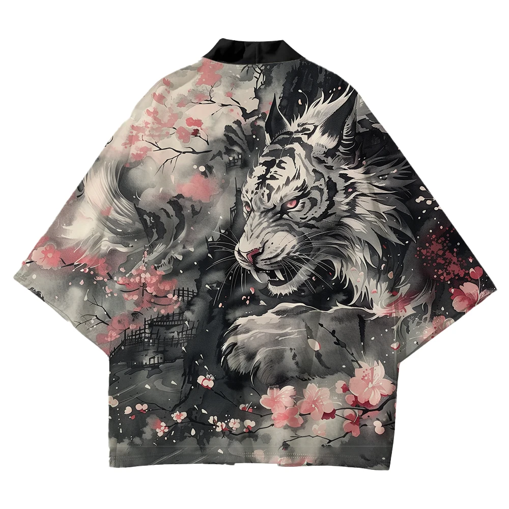 Japanese Street Classic Women's Kimono New Japanese Tiger Pattern Men's Loose Cardigan