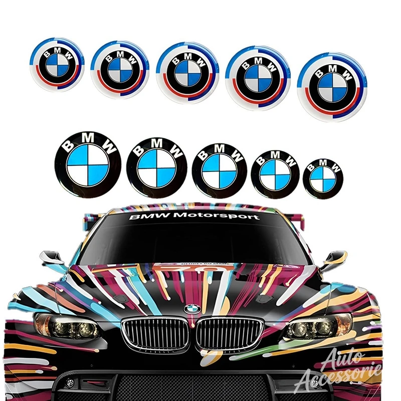 

2pcs Car Badge 3D Stickers Soft Adhesive Multi-size Optional Motorcycle Waterproof Decals For BMW 50th Anniversary X1 X3 X5 X7