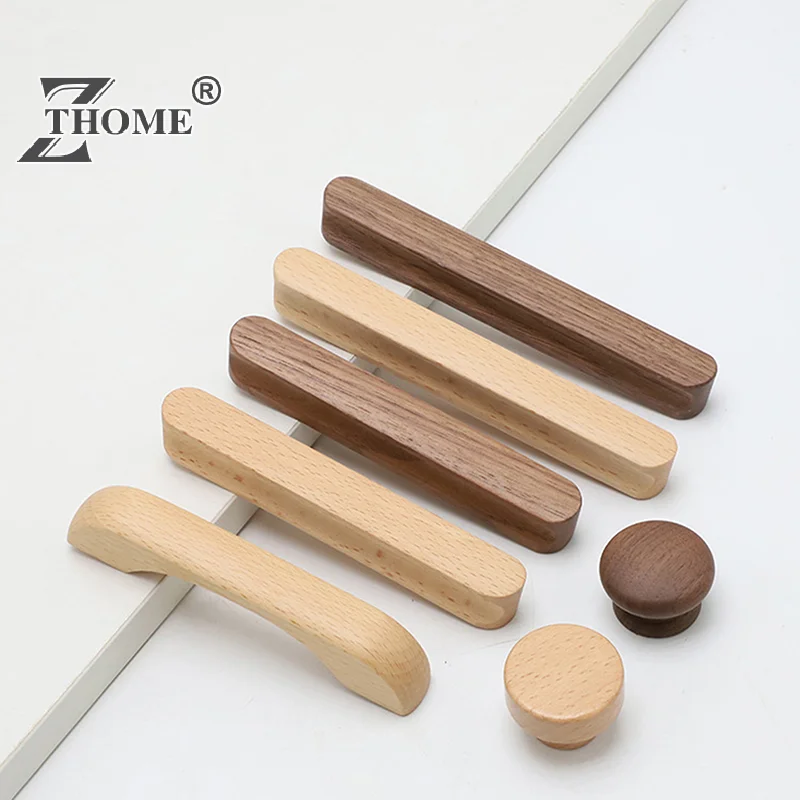 2 Buah Pegangan Furnitur Kayu Alami Lemari Dapur Nordik Pegangan Tarik Lemari dan Laci Kenop Lemari Pakaian Panjang Tarik