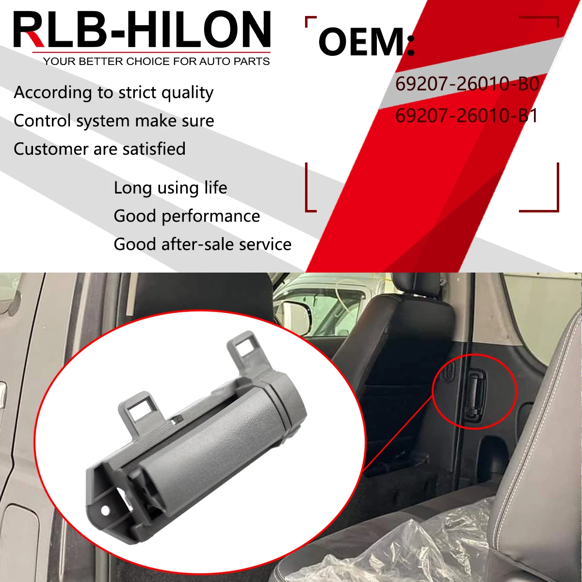 1 PCS Sliding Door Inner Handle for 2005-2018 Toyota Hiace Commuter Grandia GL Super Grandia GL 2005-2019  69207-26010-B0