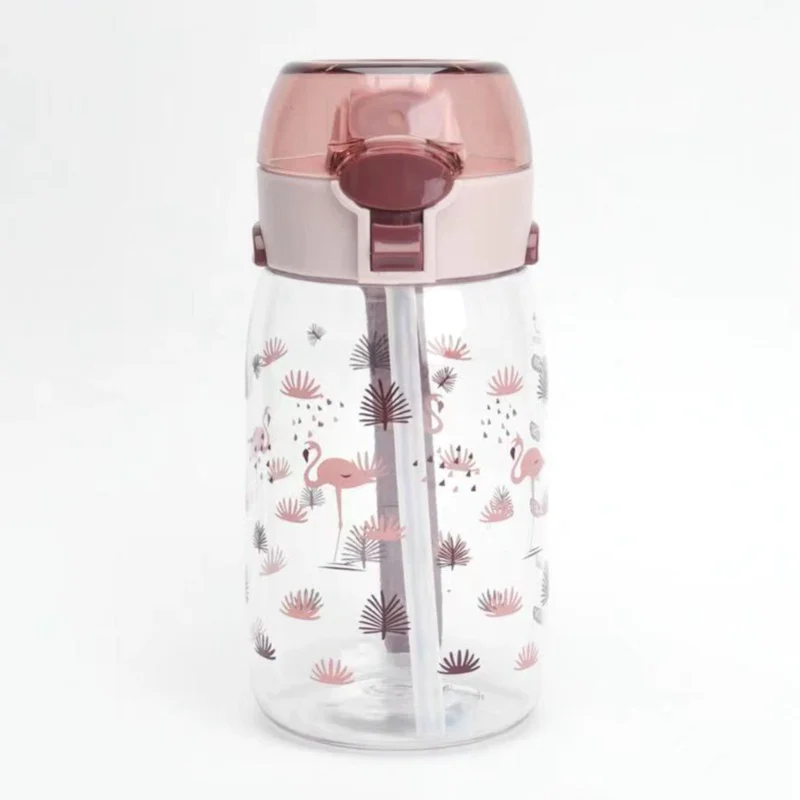 

Kids Water Bottle Plastic 530ml Spill Proof Cute Portable Toddlers Water Cup With Straw And Lanyard For Home School Travel