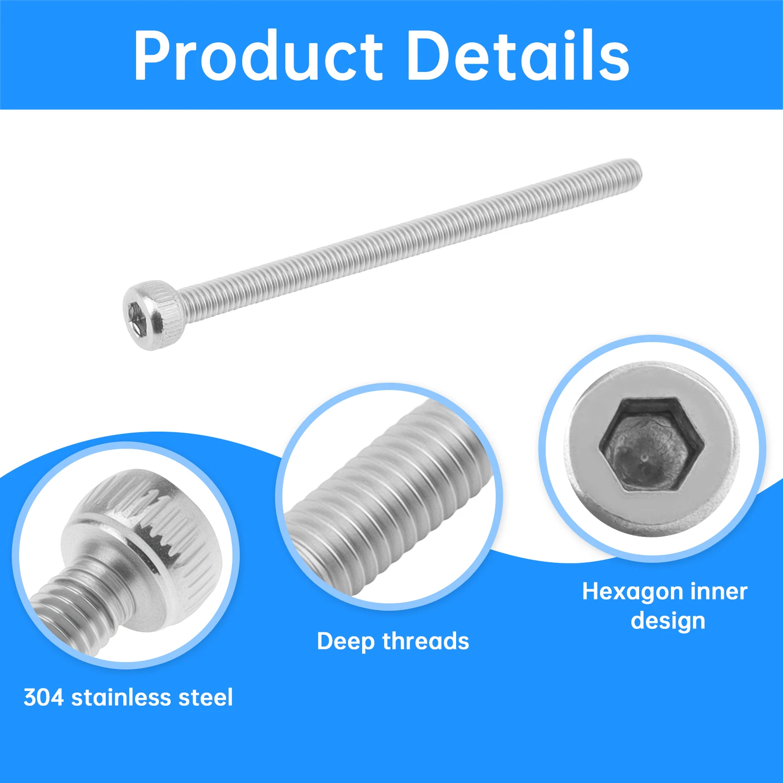 2000 Pcs Stainless Steel M3 Hex Socket Head Cap Screws Metric Bolts Nuts and Washers Assortment Kit Set with Hex Wrench
