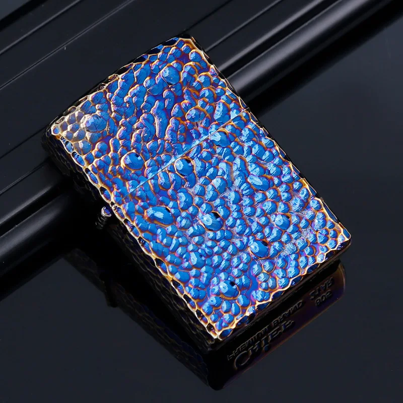 

New Advanced Front Crater Personalized Creativity Vintage Blue Ice Paint Lighter Men's Cigarette Lighter Cigarette Accessories