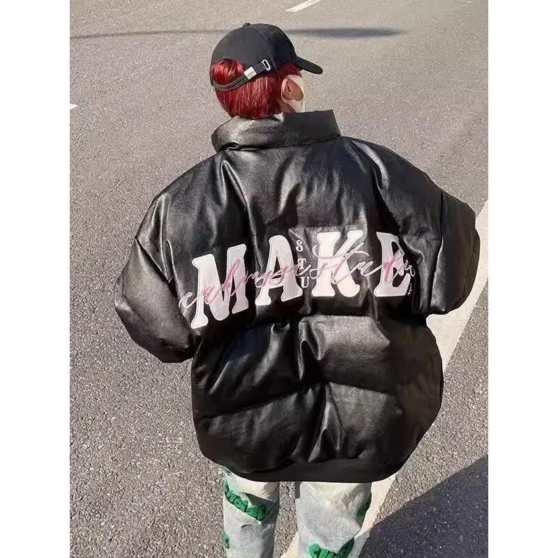 

Men's Thiened Cotton Padded Jaet Baseball Vest down Jaet Winter Outerwear Stand Fit Long Sve Stand Collar Coat