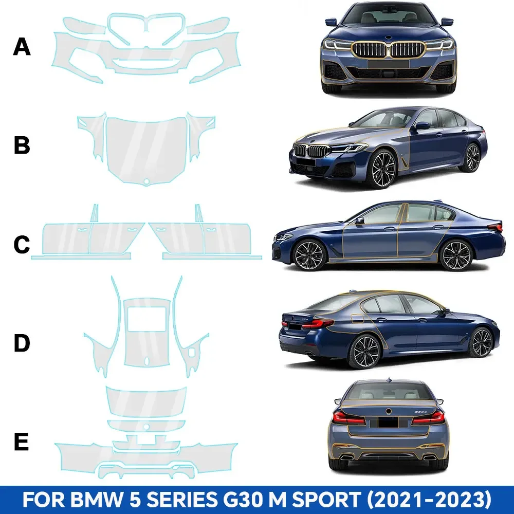 

PPF TPU for BMW 5 Series G30 M Sport 2021 2022 2023 Paint Protection Film Precut Car Sticker Clear Kit Bra Transparent