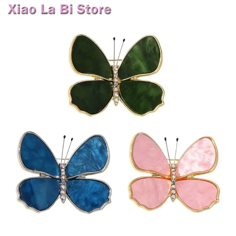 XXFD Elegant Butterfly Brooch Adorned With Sparkling Rhinestones For Women Wedding Party Accessories Sturdy Alloy Design