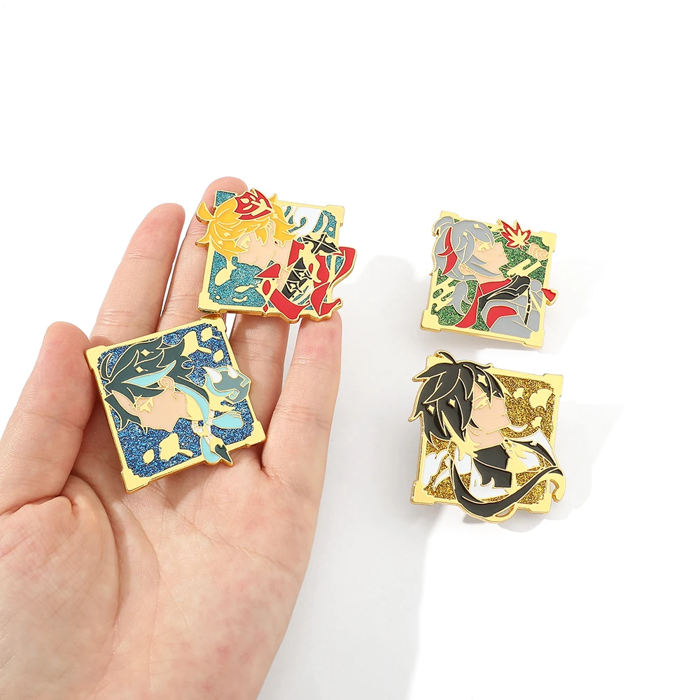 Game Genshin Impact Brooch Cartoon Figure Badge Enamel Brooch Creative Jewelry Fashion Decoration Accessories for Fans Gifts