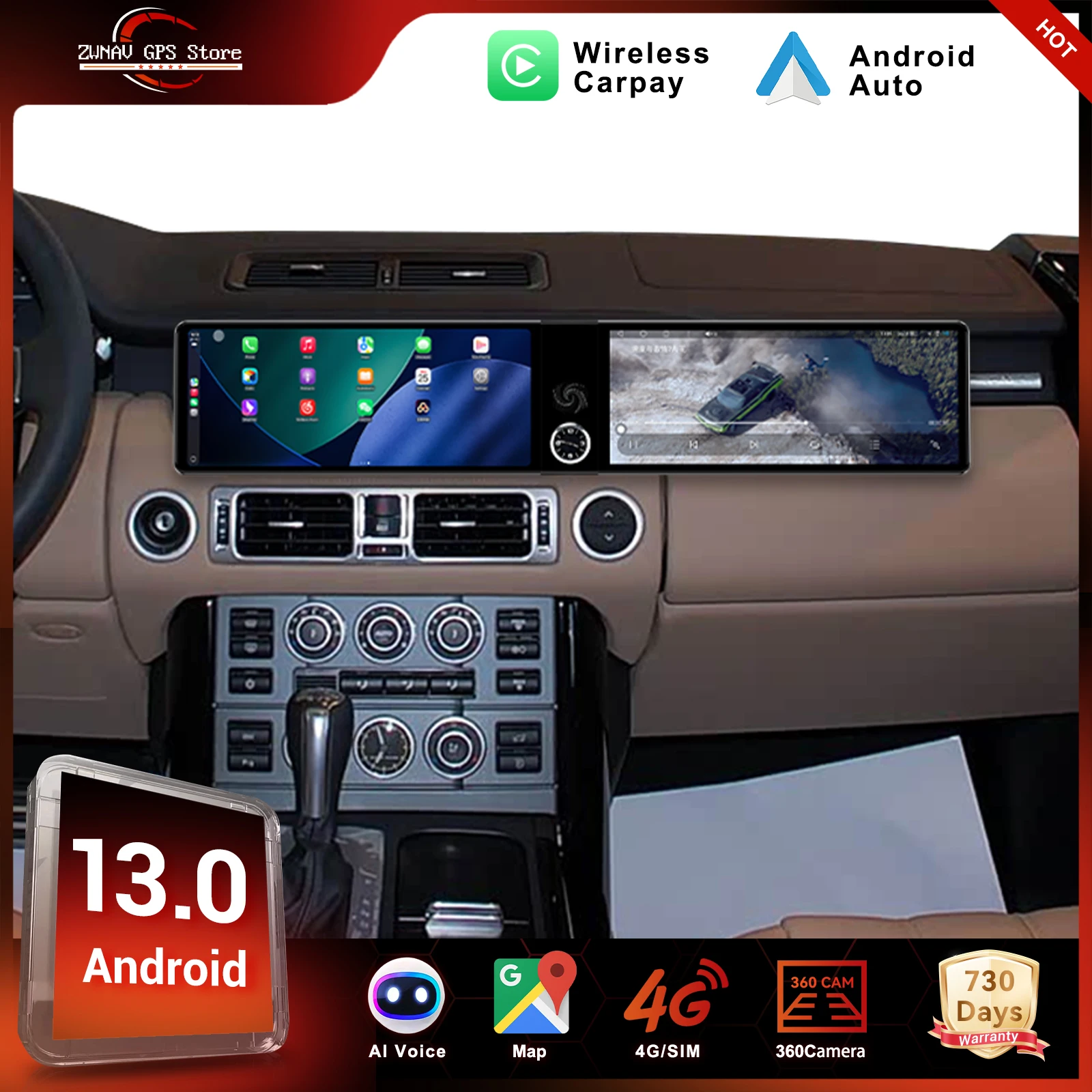 

Двойной экран для Land Rover RangeRover Executive 2005-2006 Android автонавигация carplay мультимедийный плеер радио беспроводная головка