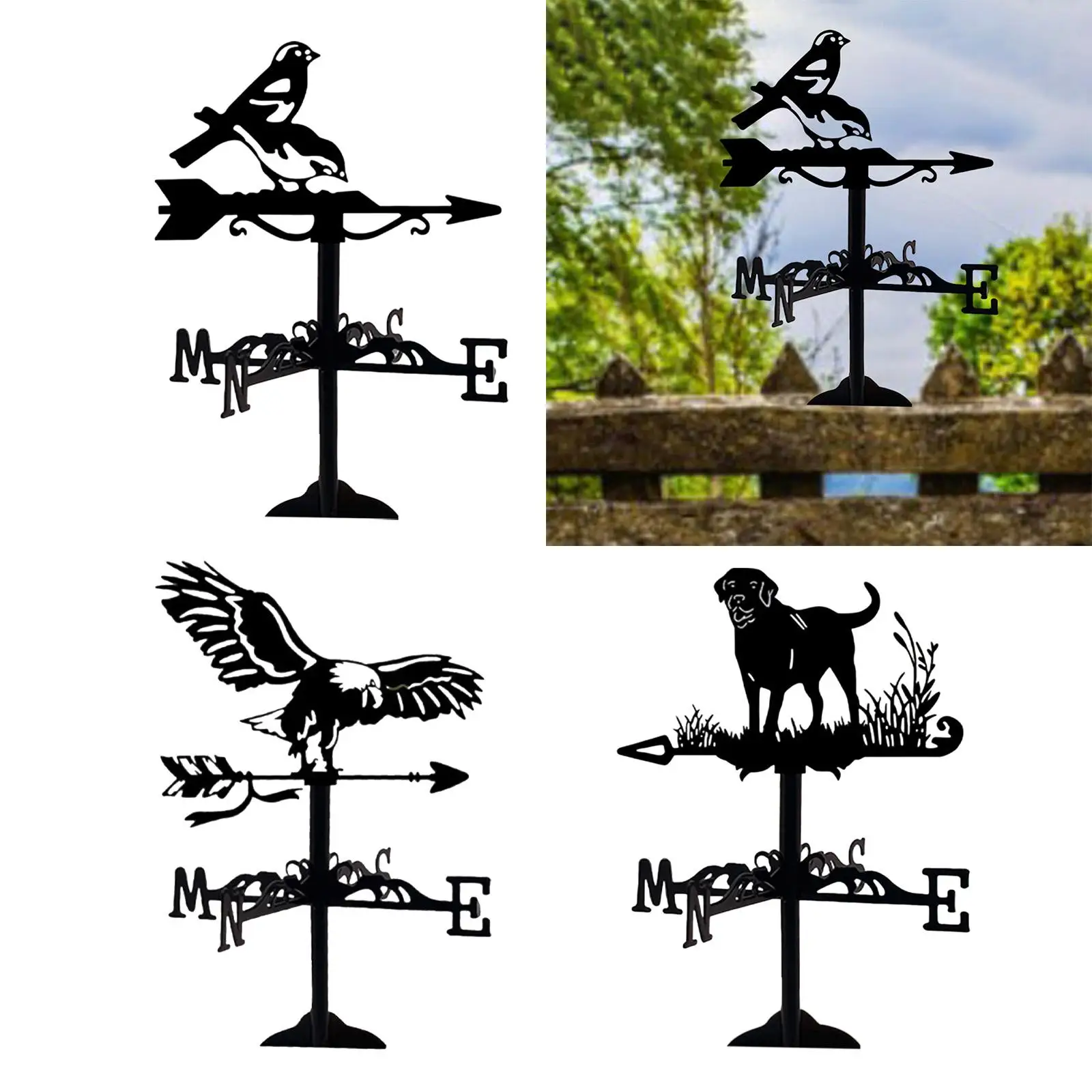 Weathervane Outdoor Wind Measuring Vintage Desktop Ornament Retro Wind Vane Weathercock for Lawn Outdoor Farm Roof Mount Fence