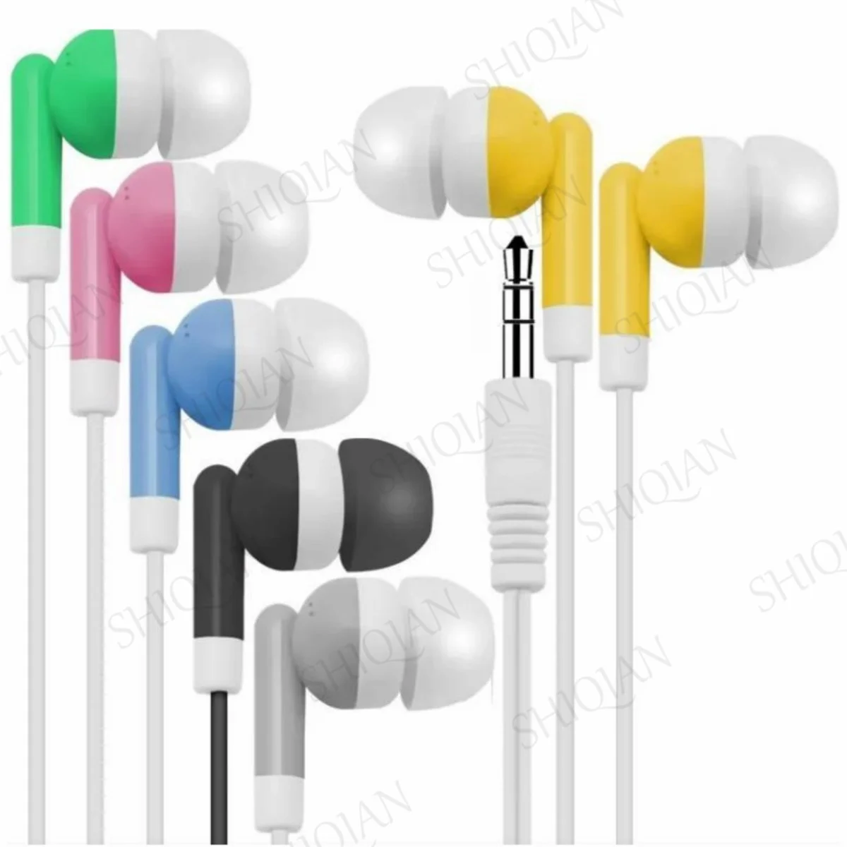 200pcs Cheap Colorful Disposable 3.5mm In-Ear Wired Earbuds Earphone for School Library Museum Concert For Bus or Train or Plane