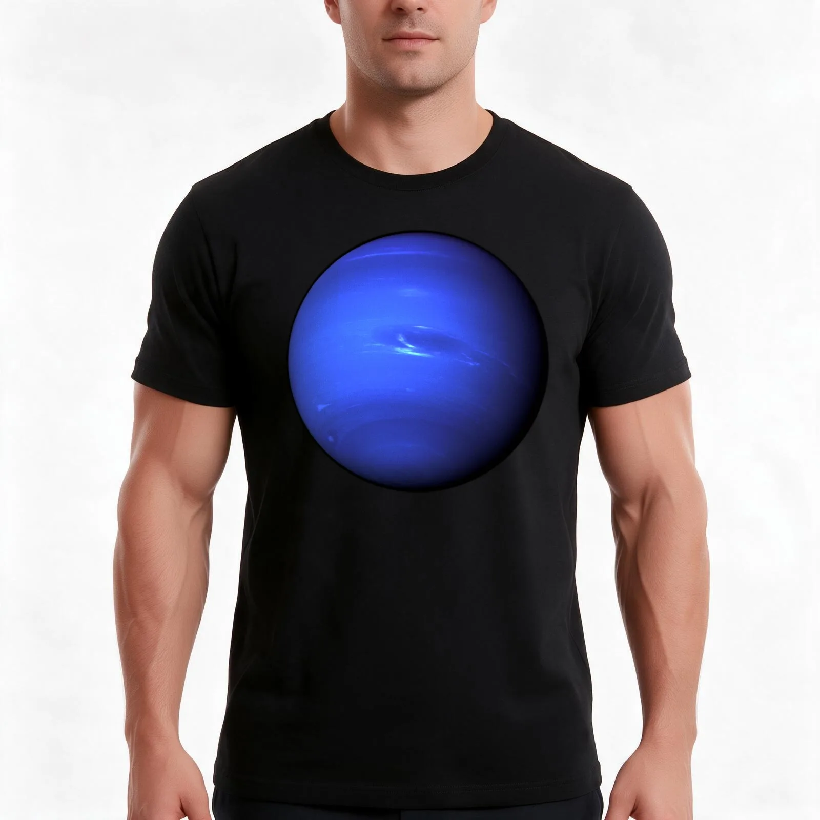Planet Neptune T-Shirt, Summer Casual Cotton Tee, Oversized Streetwear Tops, Vintage Graphic Print, Loose Fit Short Sleeve
