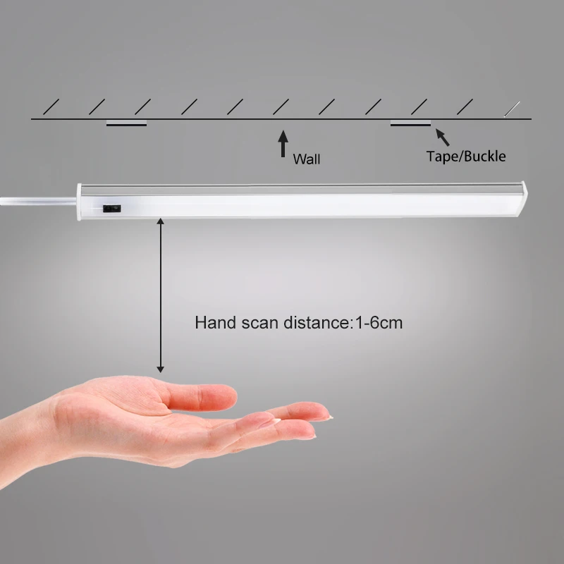 5V USB LED Under Cabinet Kitchen Lights 3 Colors 30/40/50cm Hand Sweep Sensor Lamp High Brightness Bedroom Wardrobe Lighting