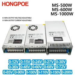 Digital Display Adjustable 500W 600W 1000W 1500W Power Supply 0-12V 15V 24V 27V 30V 36V 48V 60V 72V 85V 90V 100V 110V 150V 200V