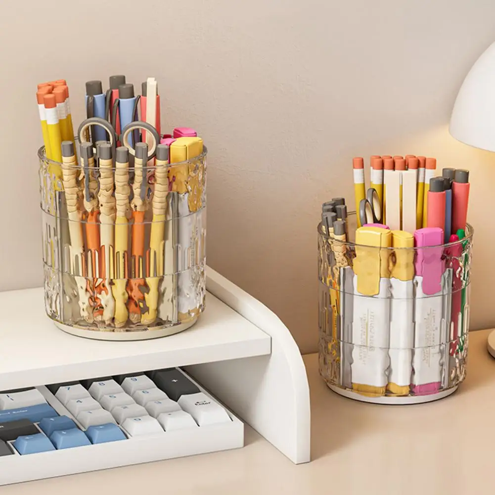 Desktop Pen Storage Solution Rotating Makeup Brush Holder with Capacity Removable Pen Stand Organizer for Desk 360-degree