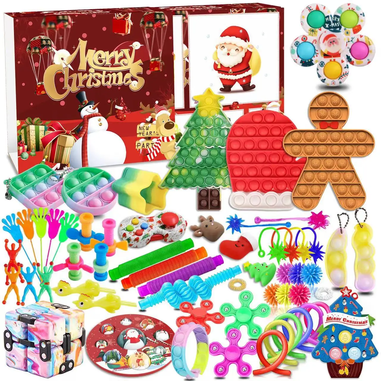 Christmas Blind Box Advent Calendar Pack Anti Stress Toys Kit Stress Relief Fidget Toy Kids Funny Tricky Christmas Gift