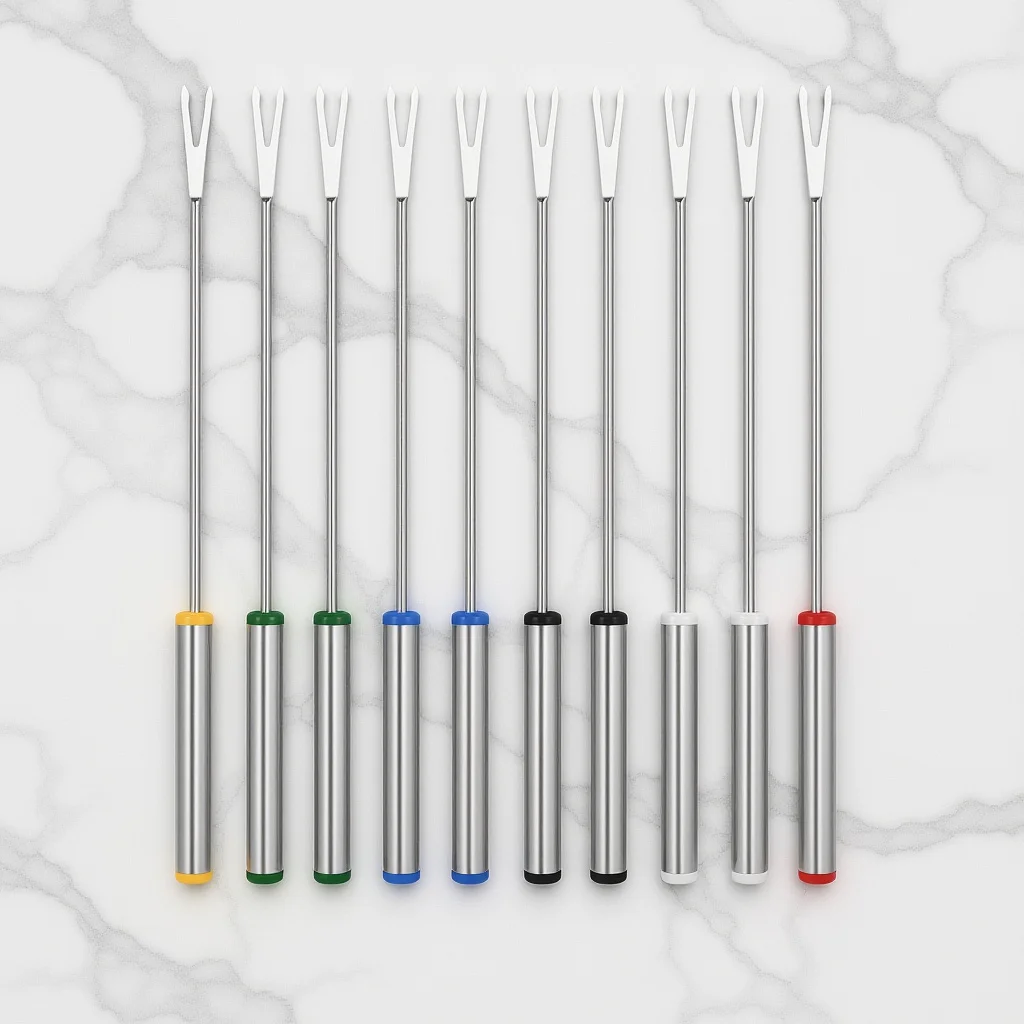 

24cm Stainless Steel Cheese Forks 12pcs Heat Resisted Handles for Fondue Dessert Fruit Food Cooking Baking Roasting Tools