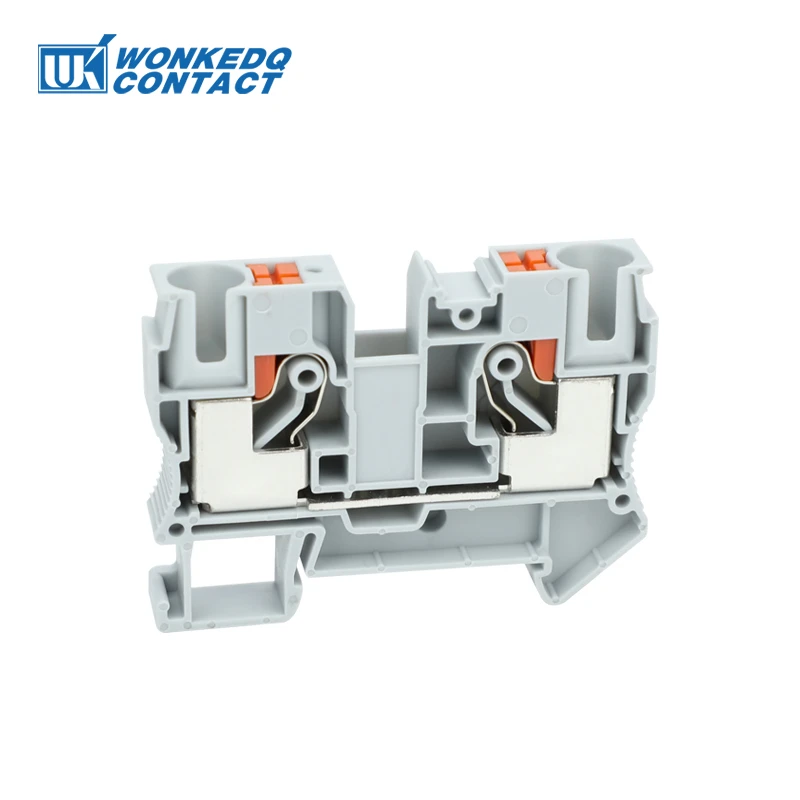 PT10 Push-in Terminal Block Din Rail Wire Electrical Connector 10mm² Spring Screwless Feed-Through Strip Plug PT-10