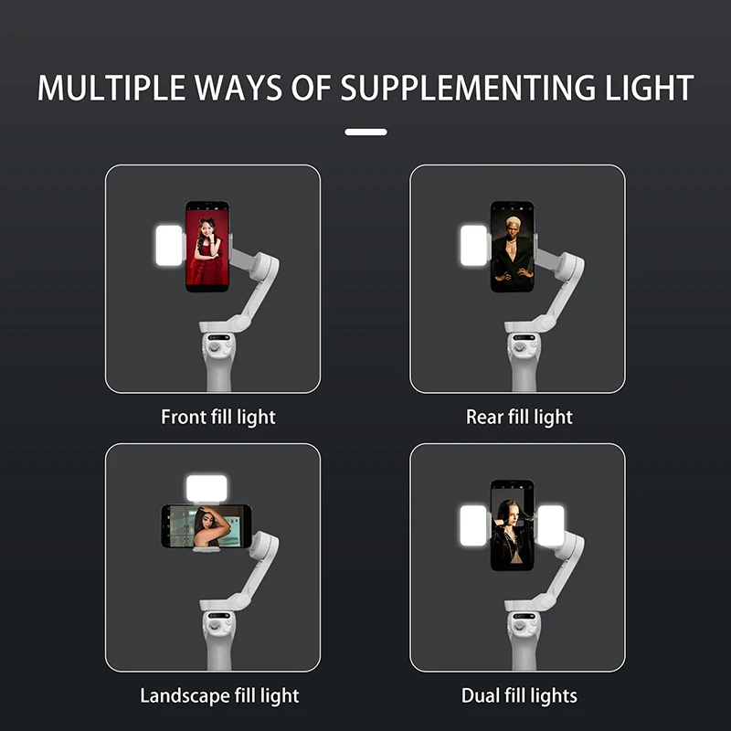 ل DJI OM 4/5/6/7/7P Osmo Mobile 3/Zhiyun SMOOTH 4/5 Feiyu Vimble 3 يده مثبت أفقي المغناطيسي LED ملء في مجموعة الإضاءة