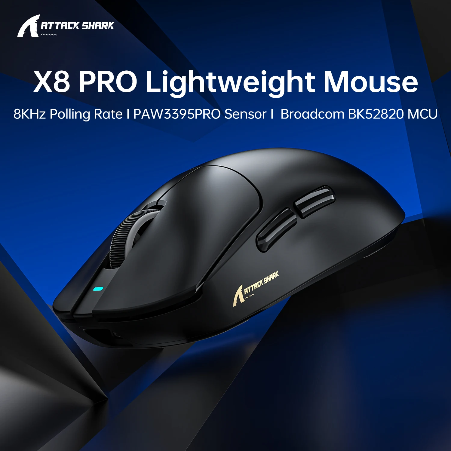 ATTACK SHARK X8 PRO 8KHz Wireless Gaming Mouse | PAW3395 Pro Sensor | 55g Ultra-Light |40K DPI 55g Tri-Mode Bluetooth  For Gamer