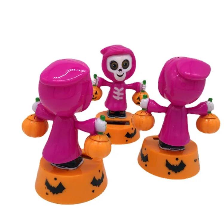 Funny Creative Solar Pumpkin Lantern Swinging Anime Doll Car Bobblehead Decor Kids Desktop Ornament Toys Halloween Gifts