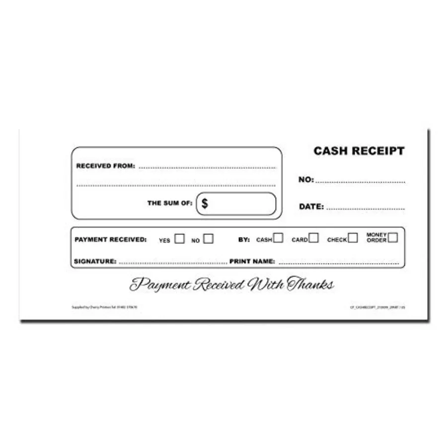 Carbonless Receipt Book 2pt NCR DL 8.3 x 3.9 Inches Duplicate cash and money receipt books for accurate payment records