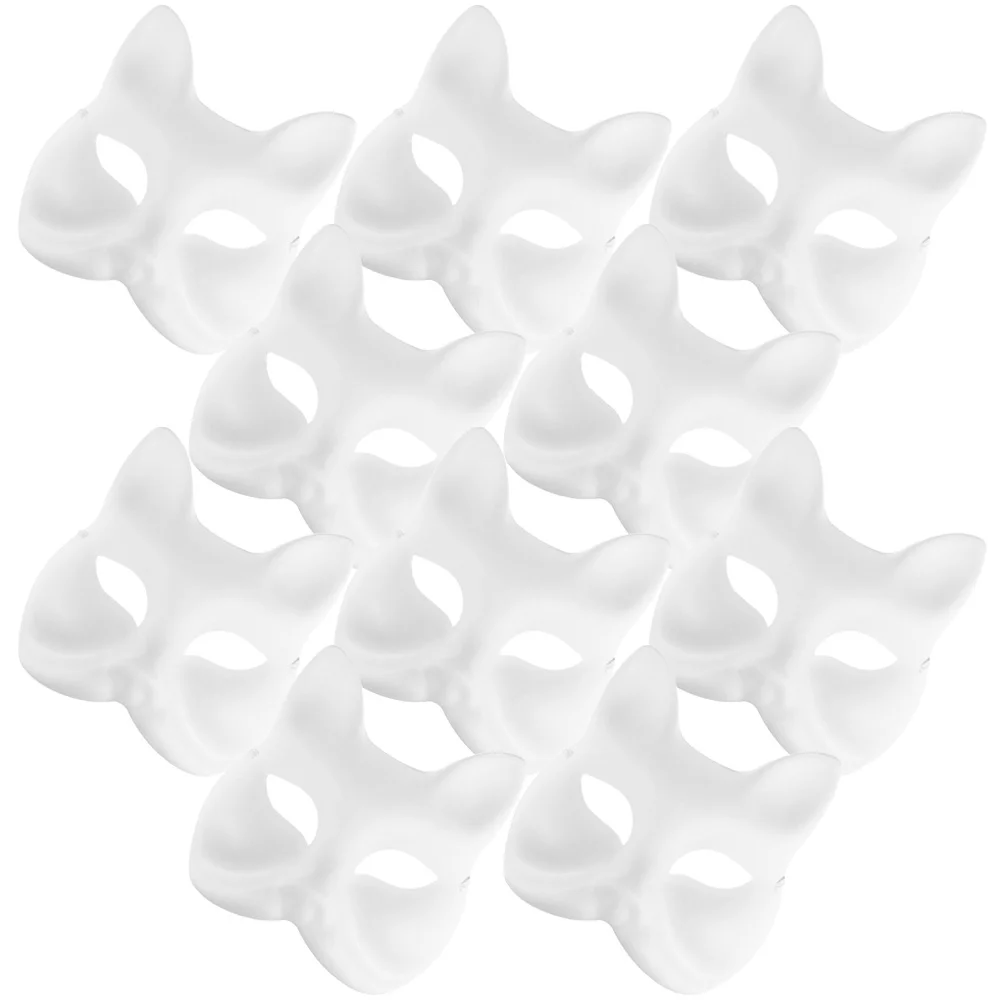 10 Pcs Halloween Mask Hand Painted Pulp Masks Fox Blank Unpainted Masquerade Props DIY Eye White Mother
