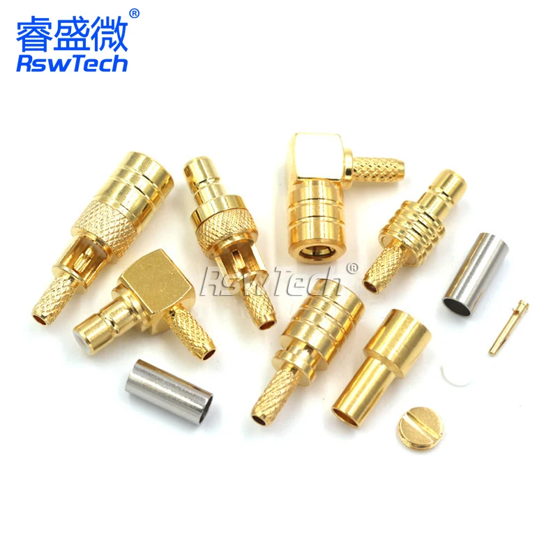 SMB Connector Female and Male Plug Right Angle Gold-plated Straight for RG58/RG142 RF Coaxial