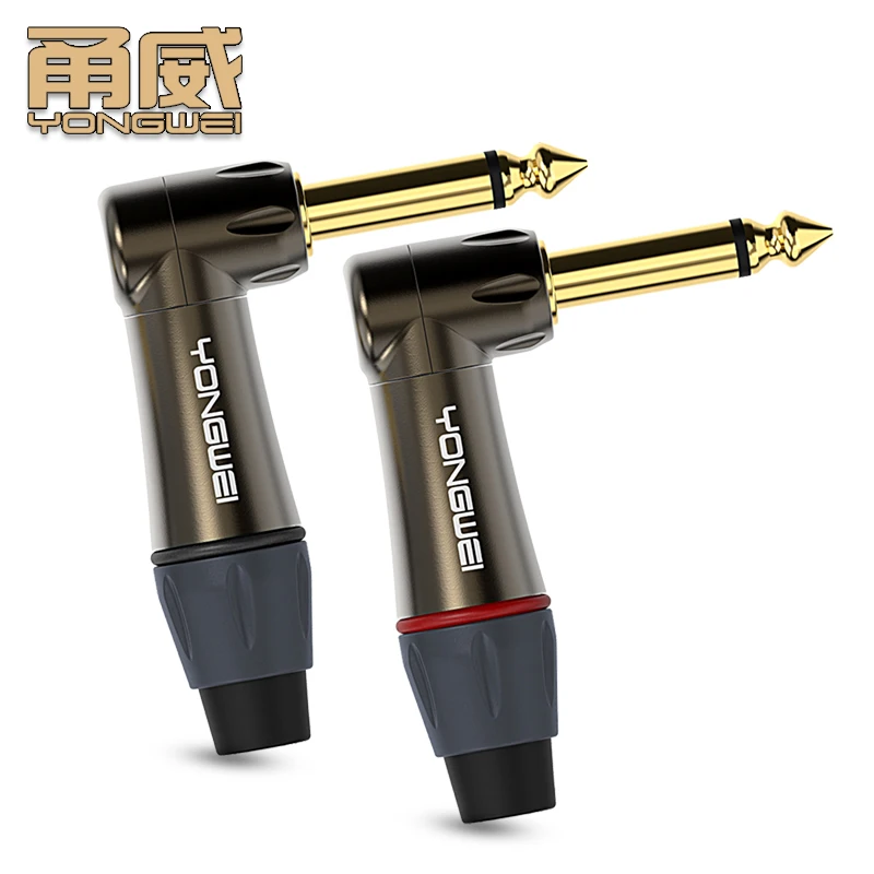 Złącze YONGWEI pozłacane 6.35mm, zakrzywione, spawane pod kątem 90 stopni, do gitary, pianina elektrycznego, wzmacniacza mocy i połączeń audio. — zdjęcie produktu 3