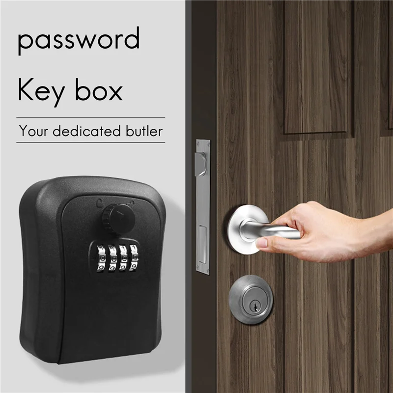 

ABGB-2X Key Lock Box, Wall-Mounted Zinc Alloy Key Box Weatherproof 4-Digit Combination Key Storage Lock Box