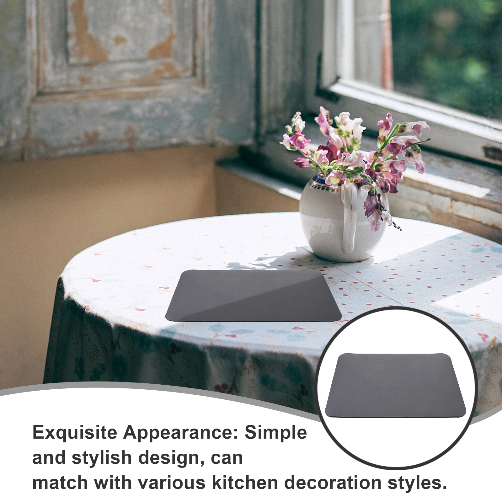 

Dish Grey High Absorbency Kitchen Drying Cushion Countertop Water Pad Draining Dish Drying Mat Mats Easy Clean