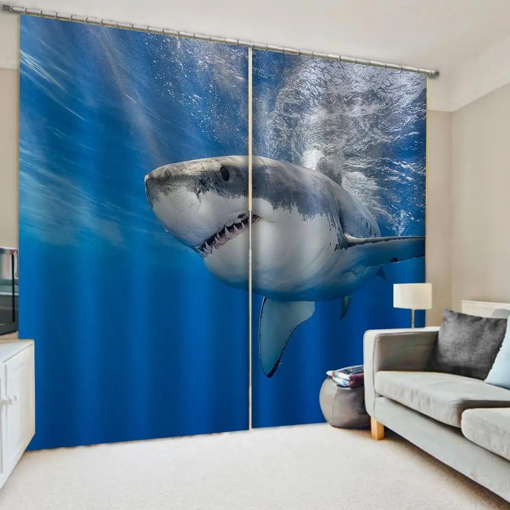 Custom ocean dolphin curtains 3D Window Curtains For Living Room Bedroom Customized size personality curtains