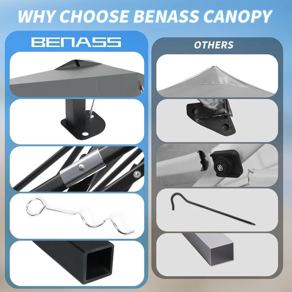 خيمة مظلة سريعة الإعداد بطول 8 أقدام × 8 أقدام، مأوى للحفلات متين، سهلة التجميع للمناسبات، رمادي فاتح