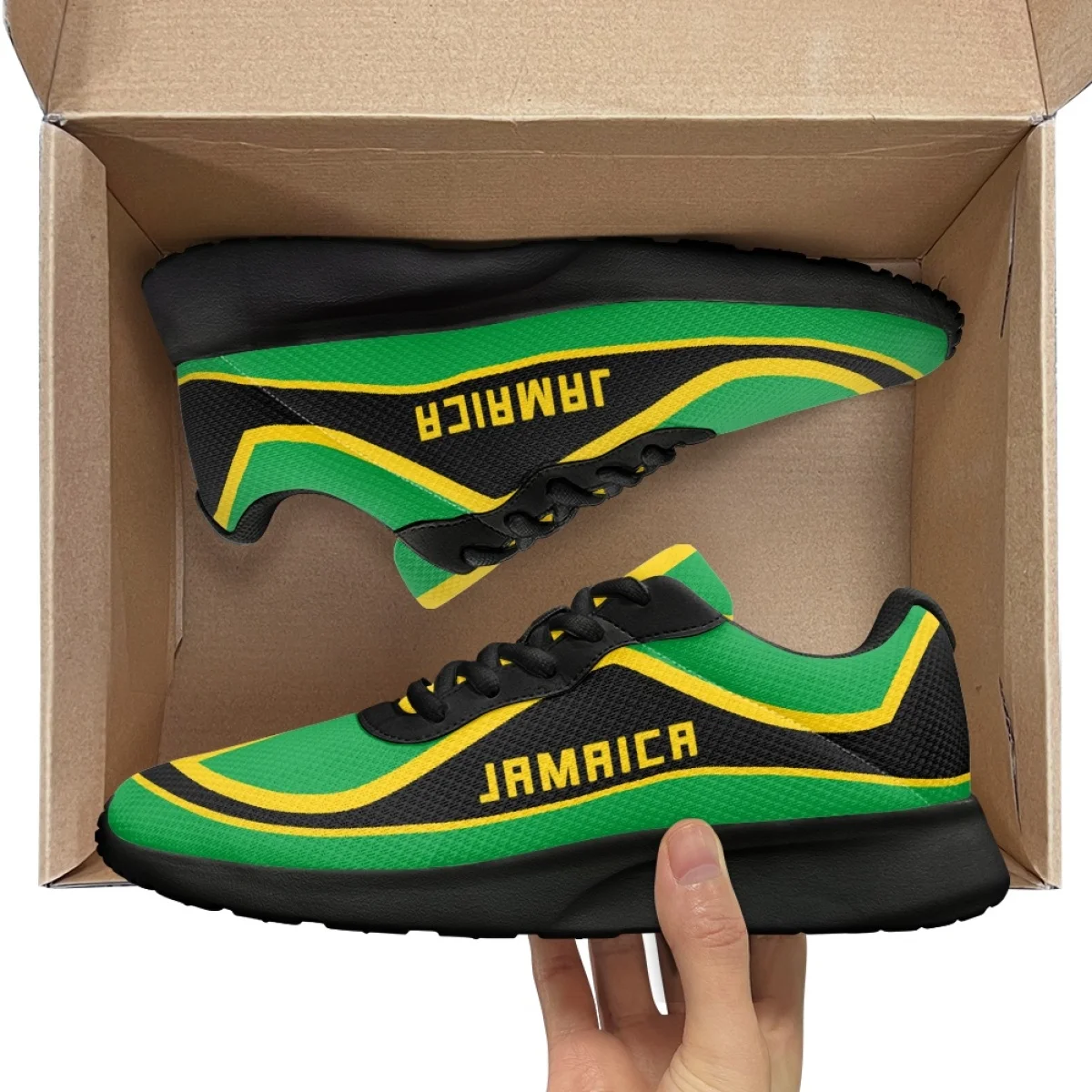 Fashion JAMAICA National Flag Pattern Flat Shoes Women Autumn Outdoor Sneakers Teen Casual Shoes Wear-Resistant Gym Tennis Shoes