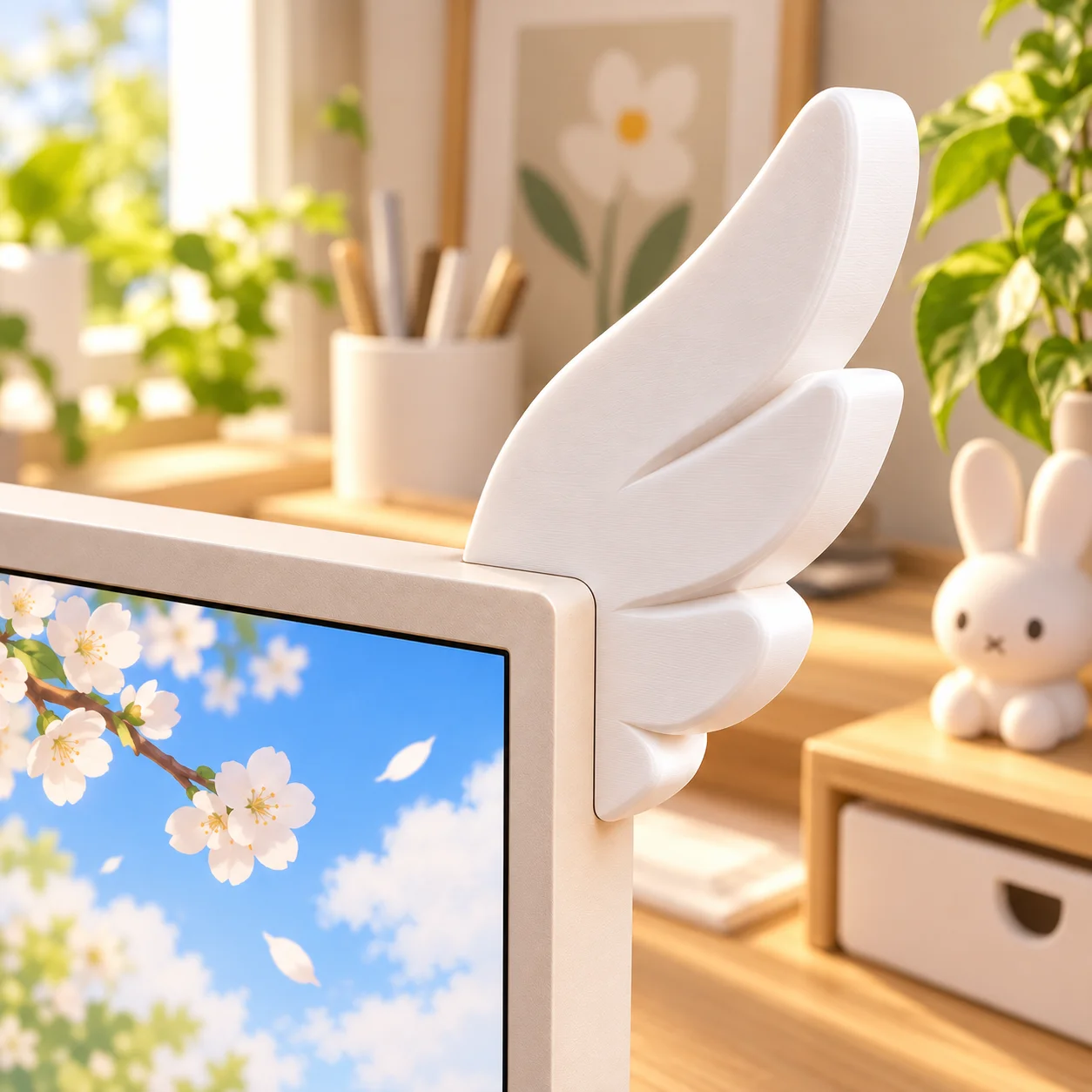 Monitor Wing Decor, Cute Computer Screen Edge Ornament, Gaming Desk Setup 3D Printed Accessories, Christmas Gifts for Men Women