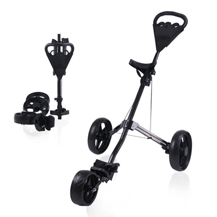 Lightweight and compact 3 Wheel Black Push Golf Trolley