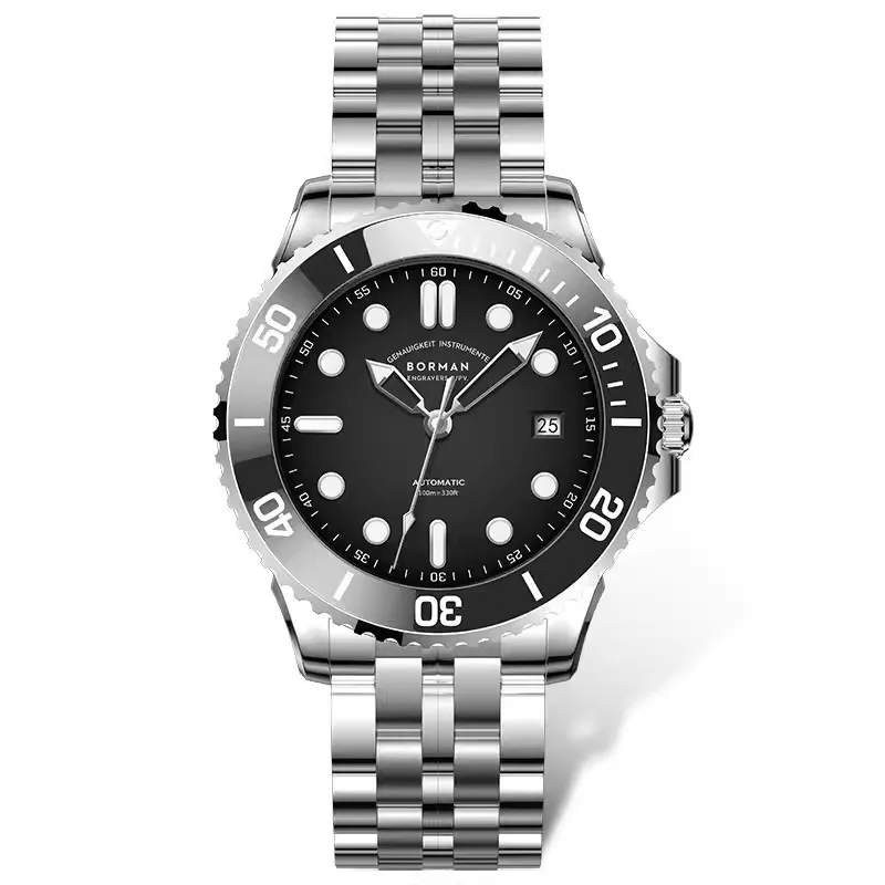 BORMAN Business Mens Automatic Mechanical Watch Ceramic Bezel MIYOTA 8215 Movement Sapphire Mirror Waterproof 100m Watches