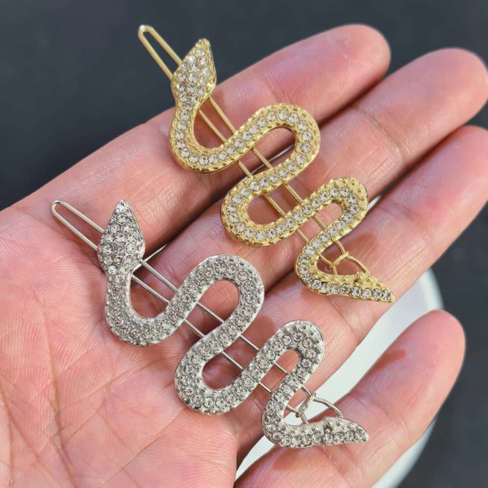 Vintage Schlangen-Haarspangen für Damen, Entenschnabel-Haarklammer mit Strass, Legierung Haarnadeln, Modische Haaraccessoires für Frauen – Detail 9
