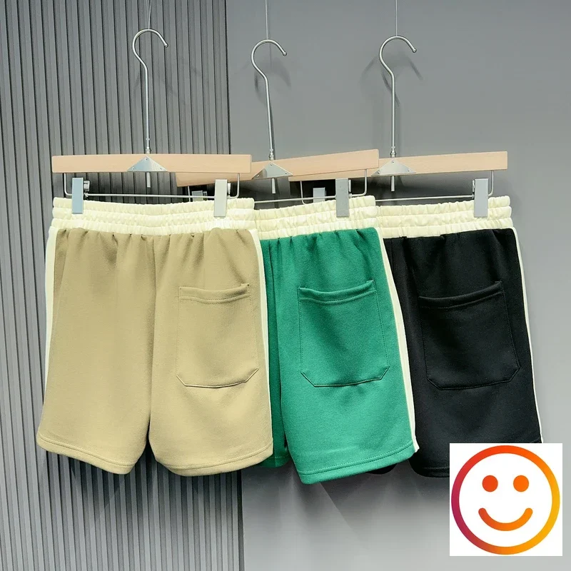 Splicing Color Metal Hole Drawsring Yellow Shorts Green Khaki Black Shortpants for Men Women