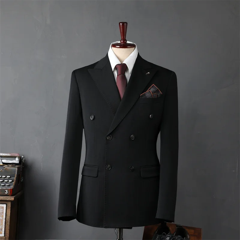 LH182 Men\'s Double Breasted Suit Men\'s Business Suit Korean Style Groomsman Suit Wedding Suit Groom Suit Jacket Men