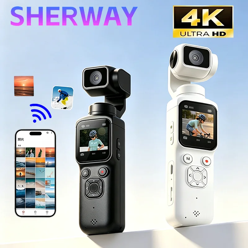 4K30FPS Gimbal Action Camera Handheld 1.72“ Touchscreen Wifi Camera  330° Auto Rotatable Vlogging Pocket Video Recorder