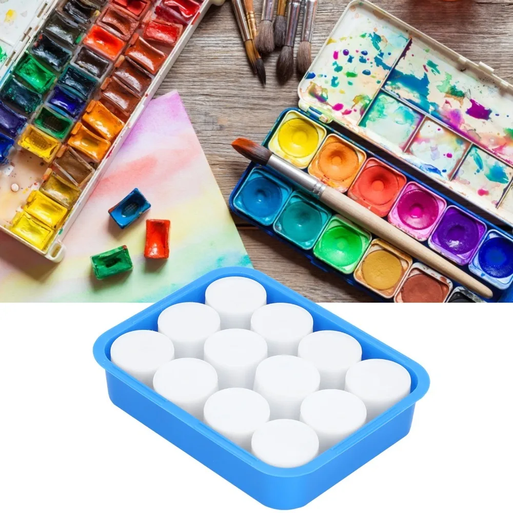 12PCS Built-in Cup Groove Paint Palette Smooth Inner Wall Solid Art Color Palette Lightweight Art Color Tray Art Coloring Work