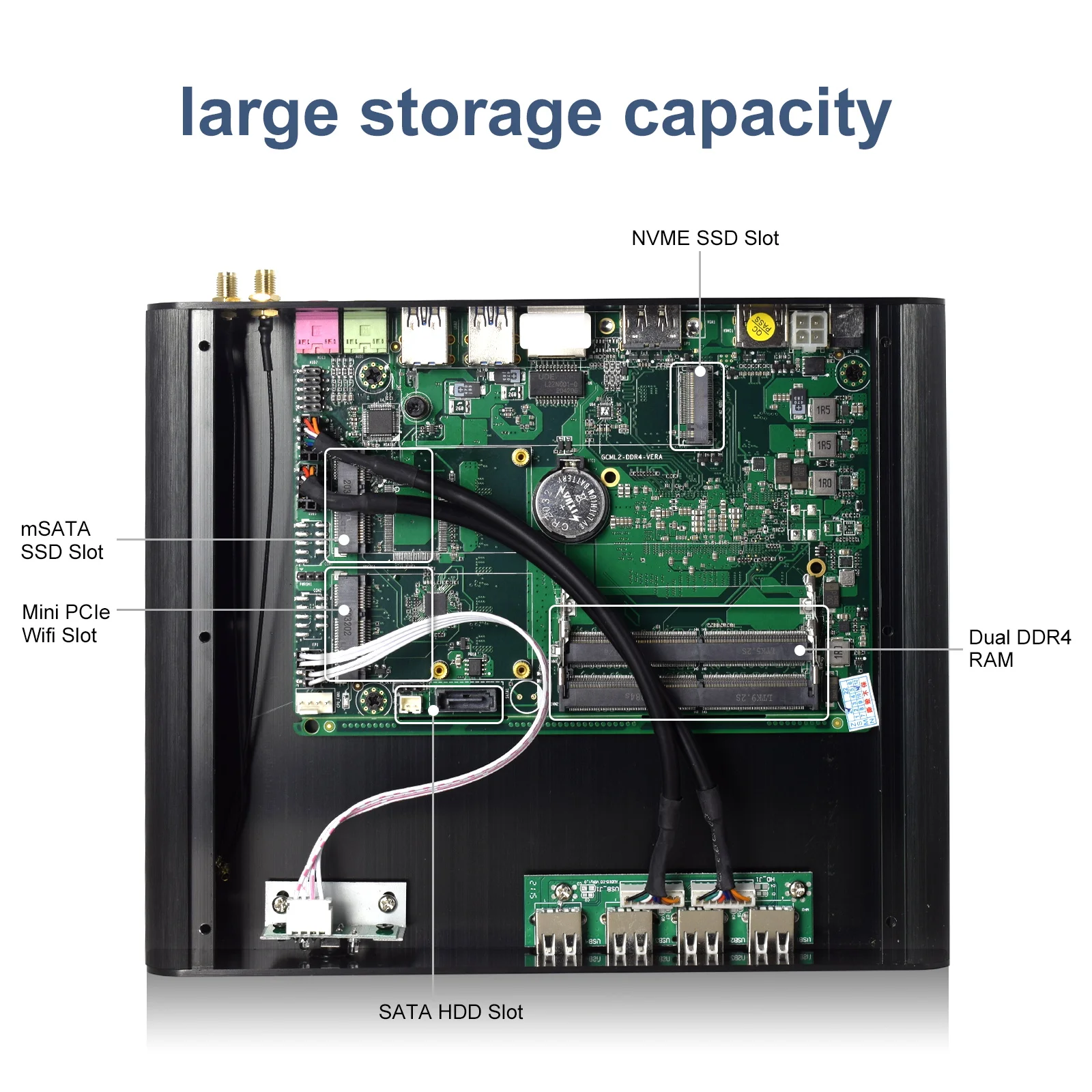 HYSTOU-Mini PC Intel Core de 8. ª generación, 2 x DDR4, 8G, 16G, PCIE3.0, HD-MI de ordenador, DP, 4K, 60Hz, 8 x USB, banda Dual, wi-fi 2,4 + 5G, BT4.0, escritorio