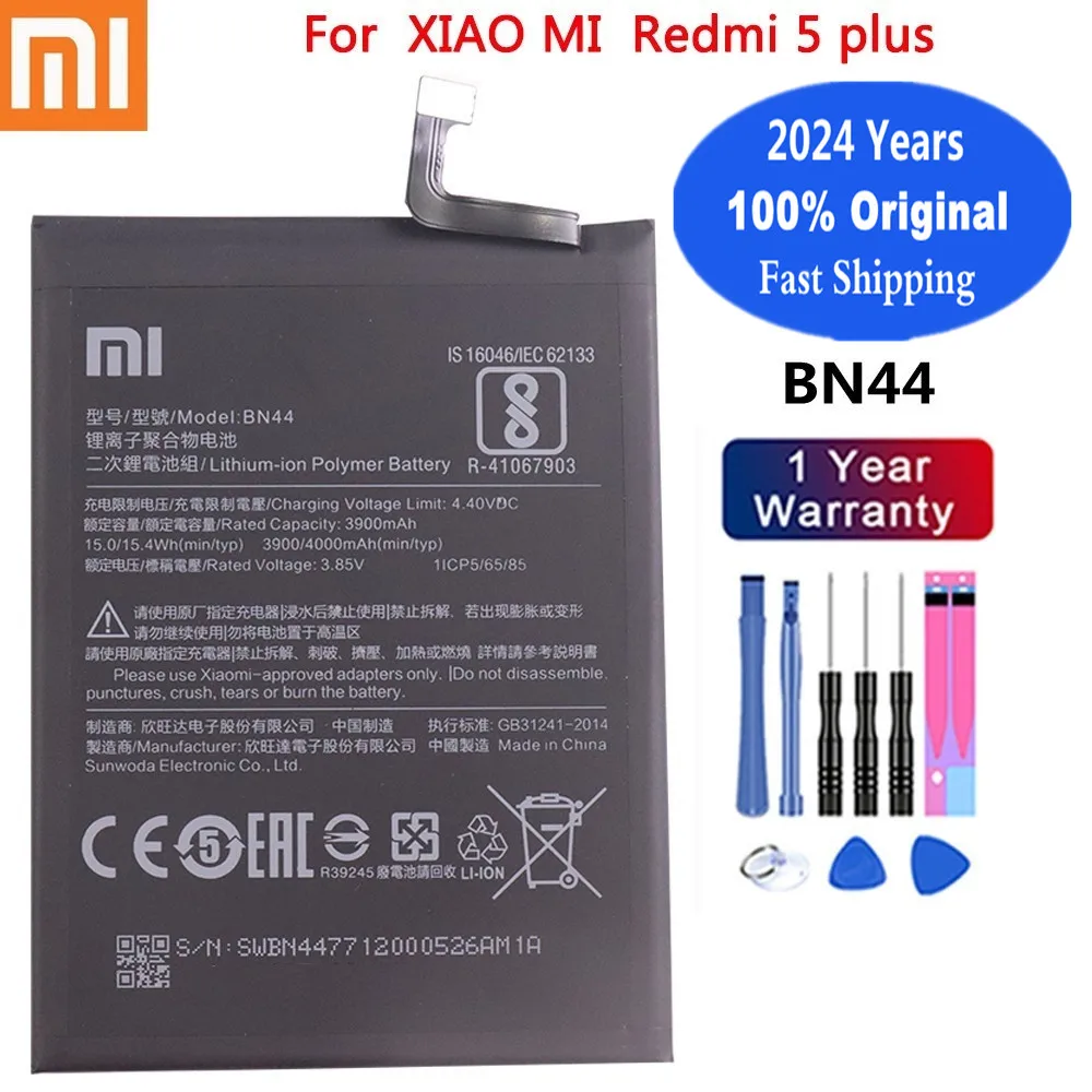 2024 Years Xiao mi 100% Original Battery for Xiaomi Redmi 5 Plus 5Plus BN44 4000mAh High Quality Mobile Phone Battery + Tools